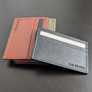Minimalistische leren kaartportemonnee - zwart, blauw, groen, bruin, cadeau voor vriend, cadeau voor hem