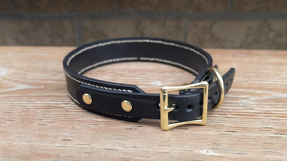 Dog Collars, Hand Stitched Leather Dog Collar, Made in Canada, Personalized Leather Dog Collar