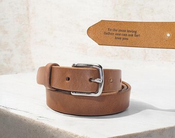 Slim Full-Grain Leather Belt: Women's Veg Tan Waist Belt, Handmade in Canada