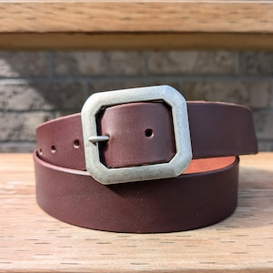 Handcrafted Canada-Made Leather Belt with Bold Buckle - Genuine Full Grain Leather Belt