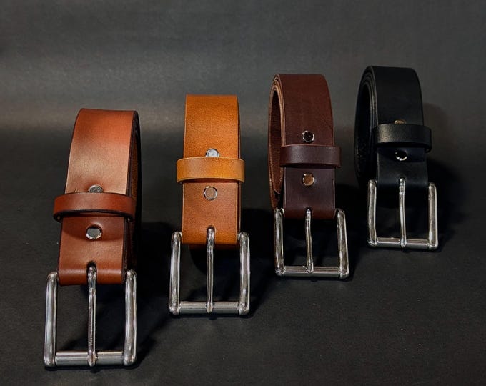 Featured listing image: Leather belt, full-grain leather belt made in Canada