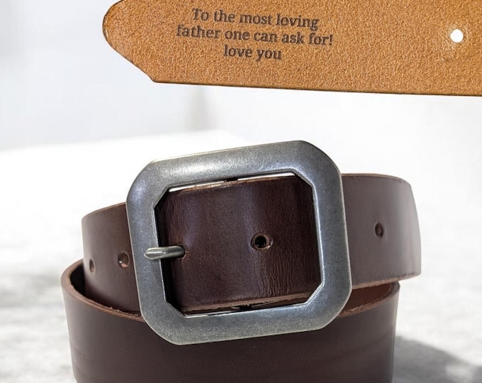 Dark brown Leather belt with personalization, full-grain leather, Gift for Father, Father's Day gift