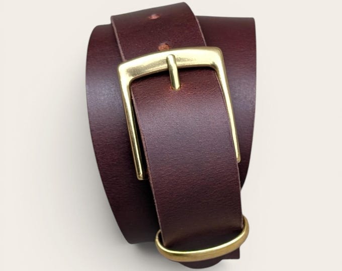 Classic Dark brown leather belt, Full Grain leather belt, handmade in Canada, Father's Day Gift