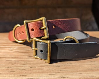 Personalized Full Grain Leather Dog Collar: Handmade in Canada