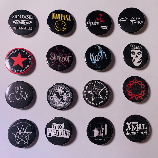 Rock Bands Buttons Etsy