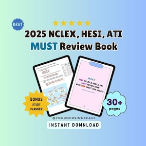 Książka „Next Gen NCLEX Must Review” | autorstwa Nurse June | 30 stron + bonus | Bestseller ETSY