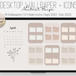 Minimalist Desktop Wallpaper & Icons | Neutral Beige | Minimalist Aesthetic | Study, Work, Business
