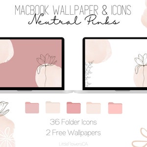 Macbook Wallpaper & Icons | Windows-Hintergründe und Symbole | Neutral Rosa + Blumen | Rosa, Blumenästhetik | Studium, Arbeit, Geschäft