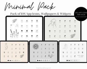 Minimal Icon Set of 5, White, Beige, Gray, App Icons Set for iPad and iPhone, IOS App Icons, Minimal App Icons, Wallpapers for iPhone