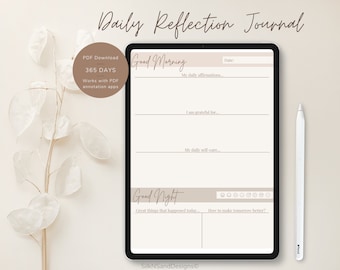 PDF Daily Reflection Journal, 365 Day Journal, PDF Digital Download, Reflection and Self-Care Journal, GoodNotes, Notability