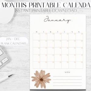 Printable Calendars, Jan - Dec, Blank Calendars, Simple Calendar, 11 X ...