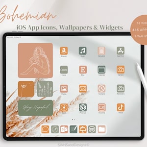 Boho iOS Icons Pack, iPad, iPhone Icons and iOS Wallpapers, iOS Widgets, Aesthetic Icon Set, Boho iOS Icons