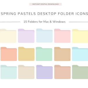 15 Desktop Folder Icons, Spring Pastels, Easter Icons, MacBook, iMac, Windows, Business, Study and Personal