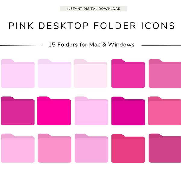 15 Desktop Folder Icons, Pink Barbie Inspired, Neutral Icons, MacBook, iMac, Windows, Business, Study and Personal