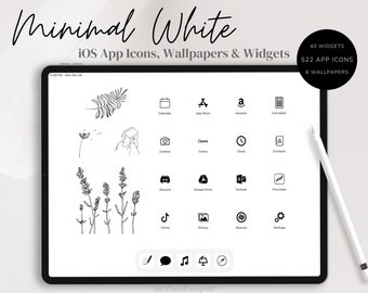 Minimale weiße App-Icons für iPad und iPhone, saubere Ästhetik, weiße Ästhetik, IOS App-Icons, Minimal App-Icons, Wallpapers für iPhone