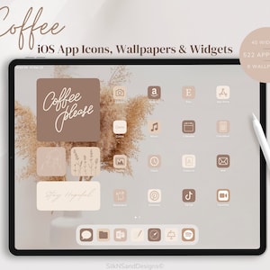 Coffee iOS App Icons Set for iPad and iPhone, Beige Aesthetic, Neutral Aesthetic, IOS App Icons, Minimal App Icons, Wallpapers for iPhone