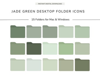 15 Desktop Folder Icons, JADE GREEN, Neutral Icons, MacBook, iMac, Windows, Business, Study and Personal
