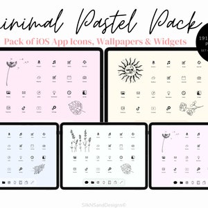 Light Pastel Icon Set of 5, Pastel App Icons Set for iPad and iPhone, IOS App Icons, Minimal App Icons, Wallpapers for iPhone