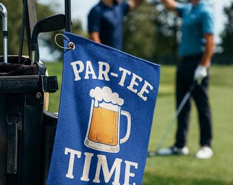 Funny Golf Towel - "Par-Tee Time" Microfiber Golf Accessory