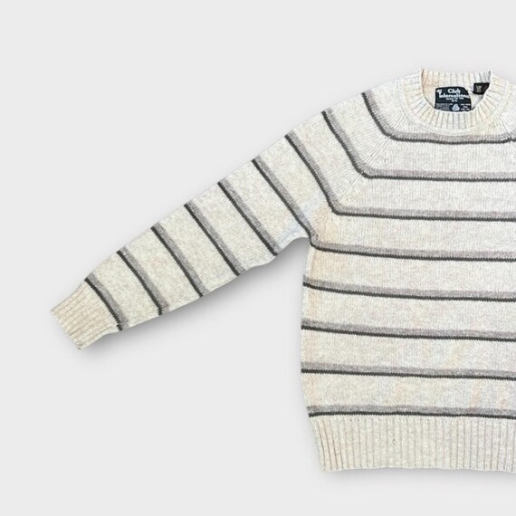 Club International men’s medium vintage 100% Shetland virgin wool striped winter warm cozy cottage ski snowboard grandpa jumper View 4
