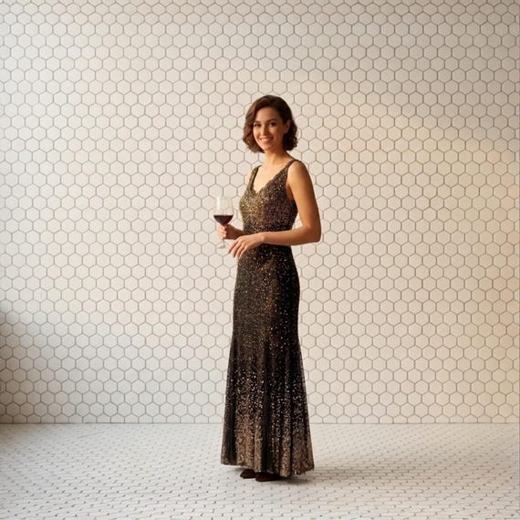 vintage 90s maxi dress Vintage 90s Noir Rayon Maxi Dress