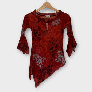 Fairycore gothic festival shirt Boho Asymmetrical Top – Witchy Festival Blouse with Bell Sleeves | Vintage Europe Y2K wing sleeve small top