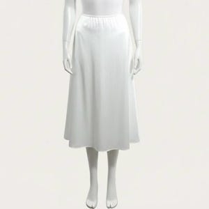 Vintage Van Raalte White Satin Half Slip Skirt | Midi Split Back | Made in Canada