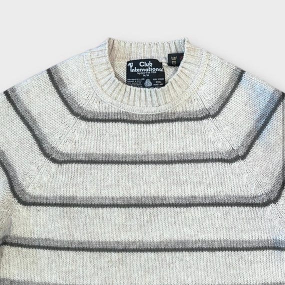 Club International men’s medium vintage 100% Shetland virgin wool striped winter warm cozy cottage ski snowboard grandpa jumper View 5