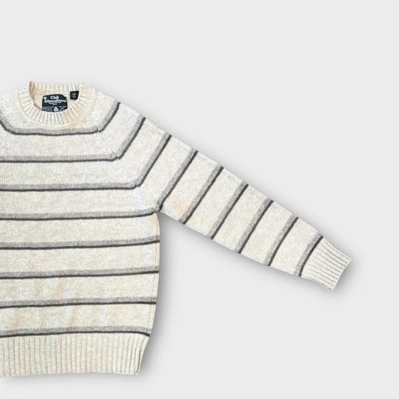 Club International men’s medium vintage 100% Shetland virgin wool striped winter warm cozy cottage ski snowboard grandpa jumper View 3