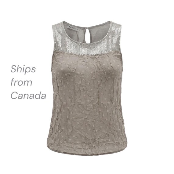 Italian Silk Sequin Polka Dot Tank Top Crinkle Archive 2010s Whimsigoth Fairy Grunge Small