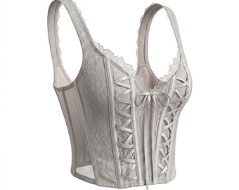 Victoria's Secret Dream Angels Champagne Lace Corset Top XS | Coquette Fairycore Bustier Lingerie Cami | 90s Y2K Aesthetic Ribbon Lace Up 