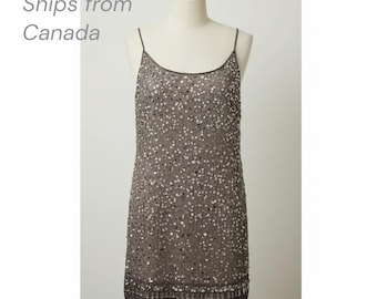 Vintage Gudi Beaded Sequin Mini Dress - 90s Flapper Style India Mesh Party Gown