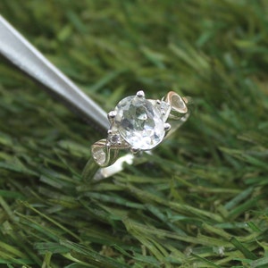 Handgemaakte ring met witte topaas, sterlingzilveren uniseks ring