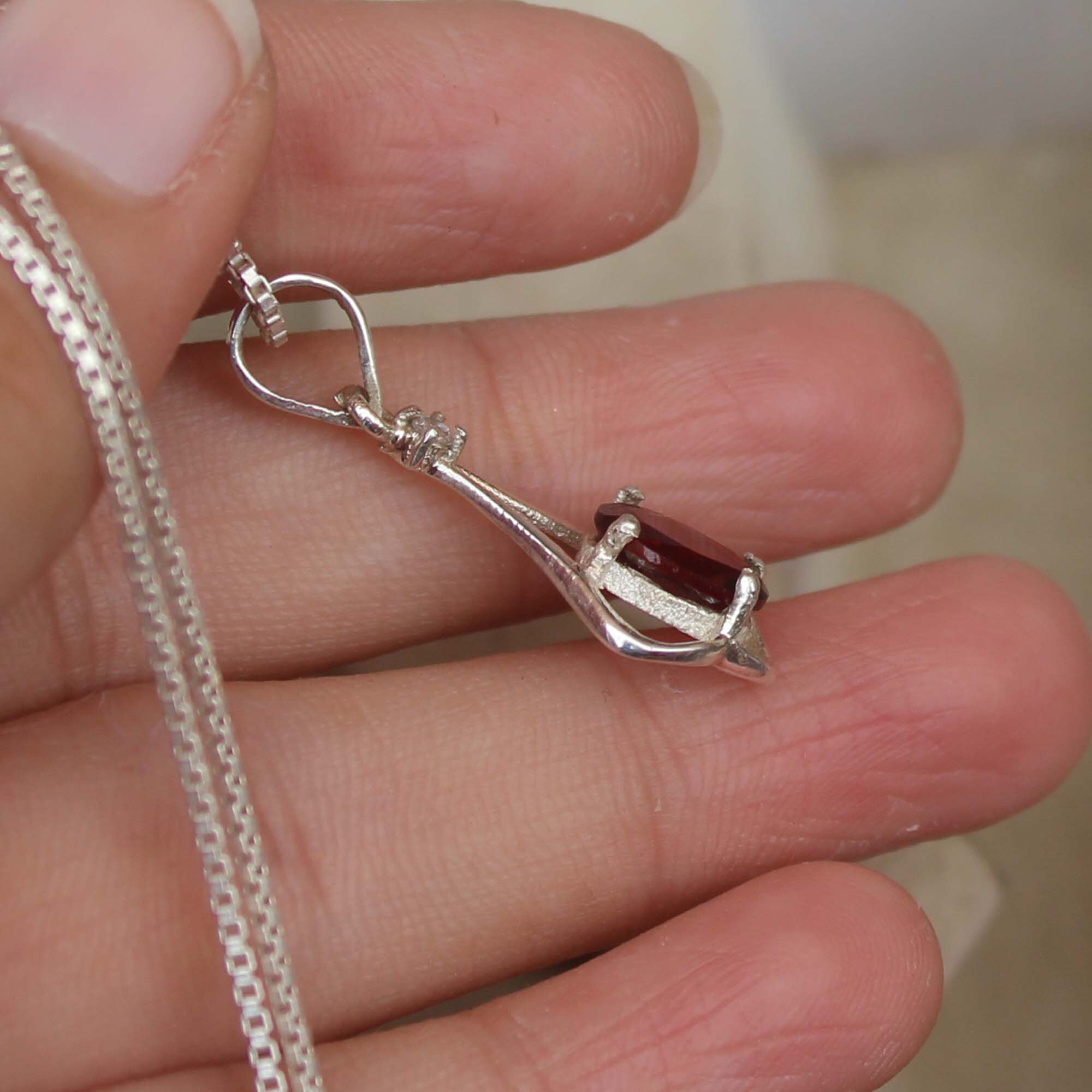 Olivenorma Square Cut Natural Stone Pendant Necklace