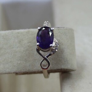 Bague améthyste en argent sterling 925, bague améthyste naturelle pour femme, bague de mariage, février, pierre de naissance, bague en pierre de taille ovale, bague simple