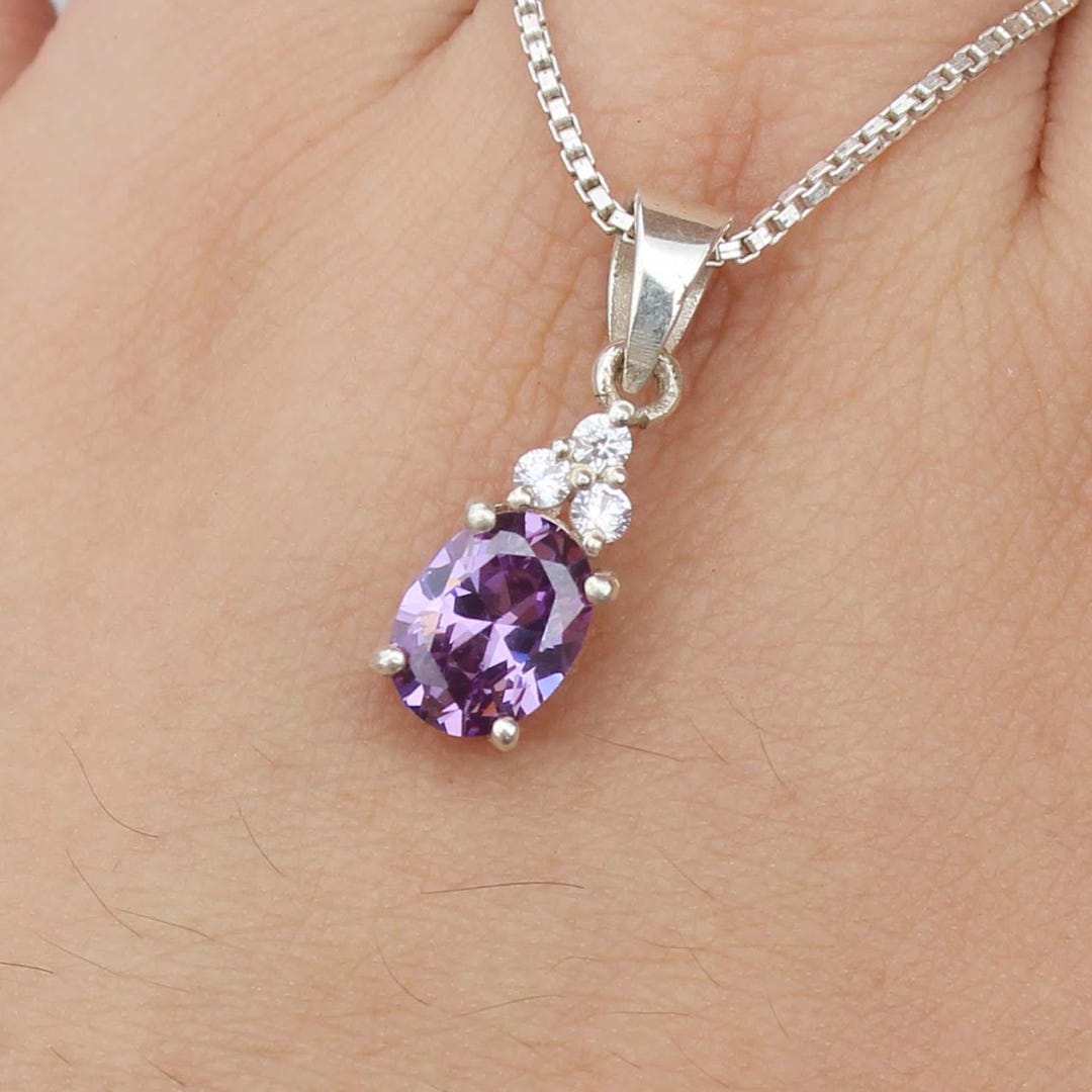 オーバルクンツァイト925シルバーペンダントネックレス、ハンドメイド