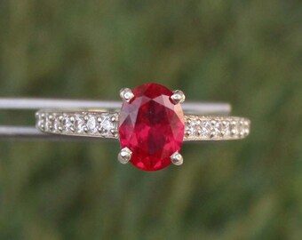 Ruby Ring, 925 Sterling Silver, July Birthstone Promise Ring
