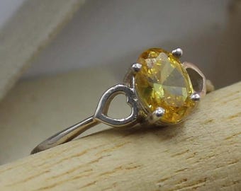 Sterling Silber Gelb Saphir Ring, Oval Statement Ring