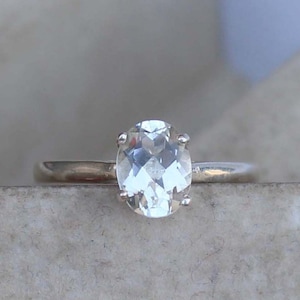 Handgemaakte ovale witte topaas 925 sterlingzilveren ring