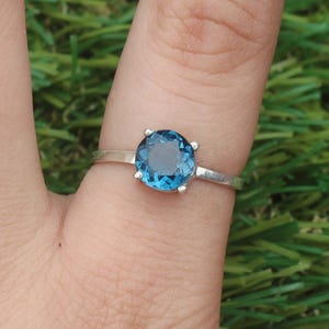 London Blue Topaz Ring: Sterling Silver December Birthstone