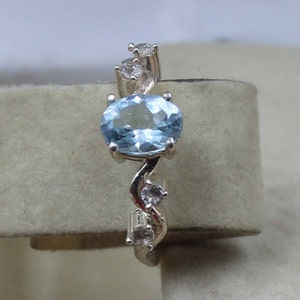 Oval Shaped Ring March Birthstone Aquamarine Ring 925 Sterling Silver Ring Gemstone Ring Handmade Ring Statement Ring Engagement Ring gift