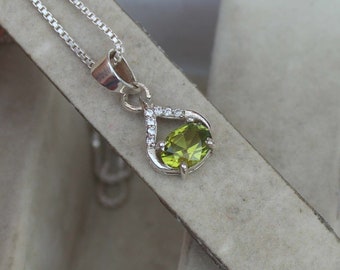 Pendentif En Argent Sterling 925 Avec Péridot Vert Naturel - Fait Main - Taille 1 Pouce - Neuf Sans Emballage