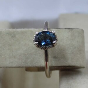 London Blue Topaz Ring, Wedding Ring, 925 Sterling Silver Promise Ring, Engagement Ring, Silver Jewellery Ring, Anniversary Ring, Gift Her