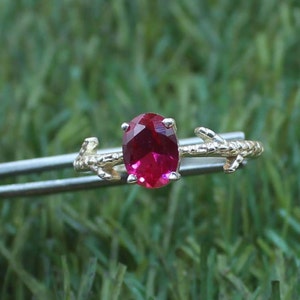 Red Ruby Ring 925 Sterling Silver Ring Oval Ruby Designer Ring Birthday Gift Promise Ring Wedding Ring Her Ring Handmade Silver Ring gift