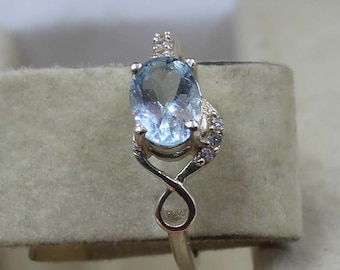 Aquamarine Sterling Silver Ring, Oval Stone, March Birthstone