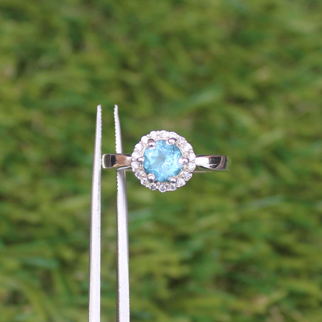 Handmade Swiss Blue Topaz Ring, Sterling Silver Gemstone Ring - Etsy