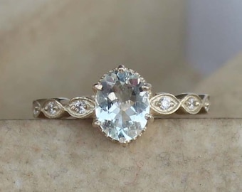 Oval Aquamarine Ring – Sterling Silver, March Birthstone