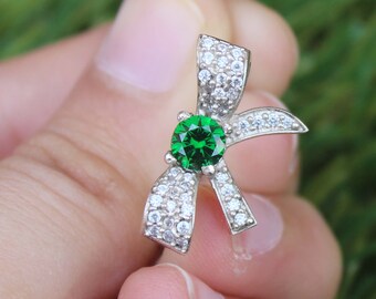 Handmade Emerald Ring, Round Cut Sterling Silver, Gift For Her