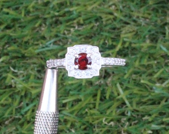 55 Carat Genuine Oval Cut Garnet Sterling Silver Ring - Handcrafted, Sizes 4-13, Customizable Gift - View #4