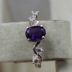 Amethyst Ring, 925 Sterling Silver, Natural Amethyst Ring For Women, Wedding Ring, February Birthstone Ring, Engagement Ring, Oval Cut Ring